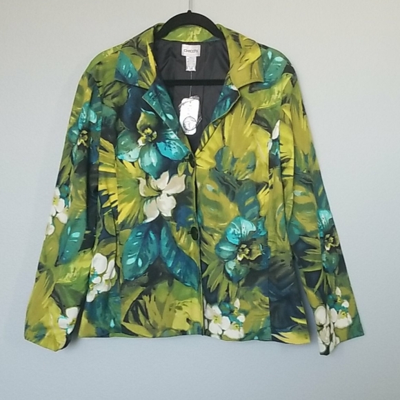 Chico's fleur dreams tropical blazer size 3 NWT XL - Picture 1 of 6